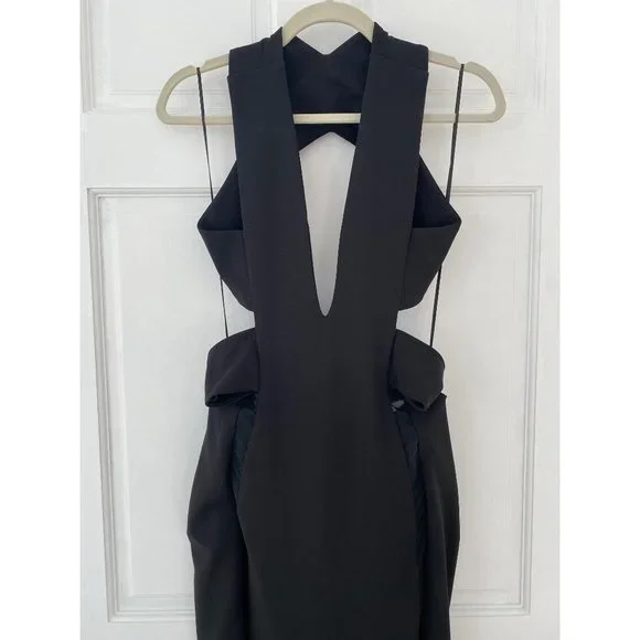 Solace London Plunging Black Gown with Cut Outs - Picture 10 of 14
